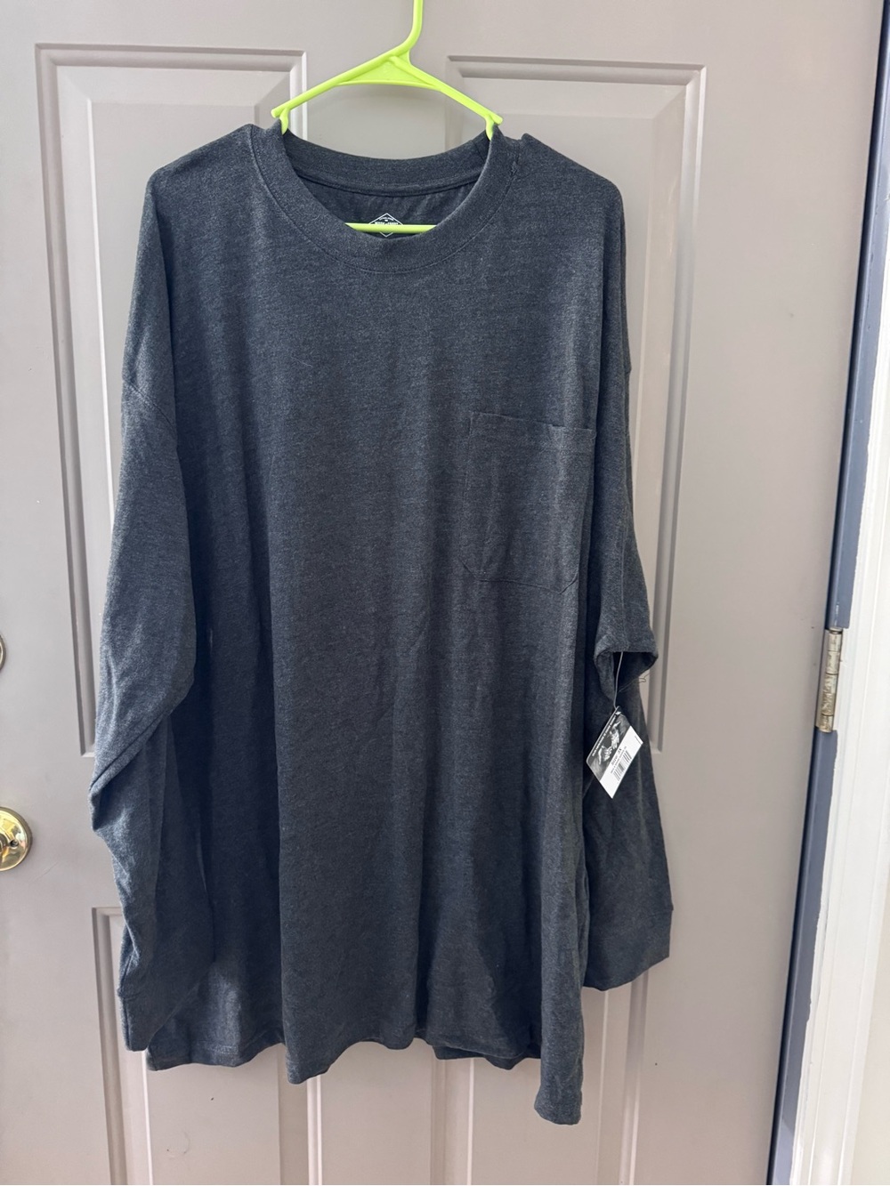 Work N' Sport Men's 3X Long Sleeve Pocket T-Shirt Charcoal Gray Heavy Duty NWT